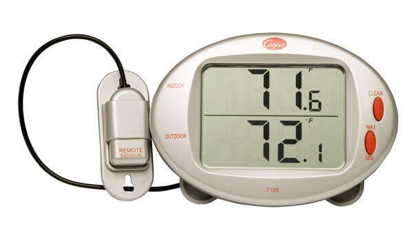 Digital Thermometer with Indoor/Outdoor Sensor (2 Color Options)