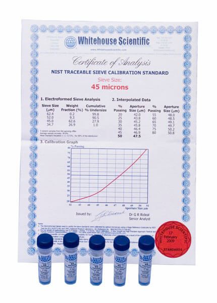 No. 325 Whitehouse Sieve Standards