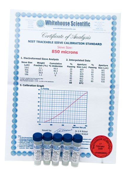 No. 20 Whitehouse Sieve Standards