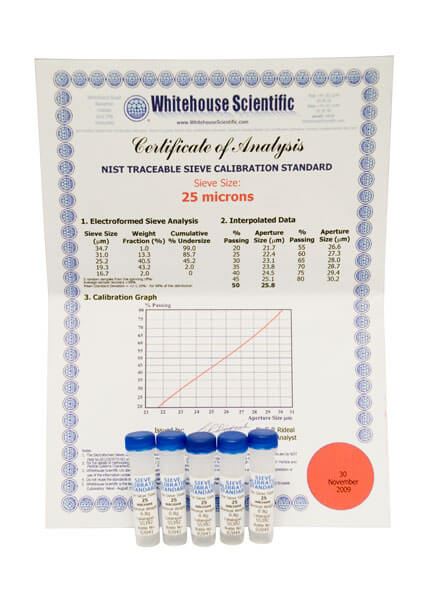 No. 500 Whitehouse Sieve Standards