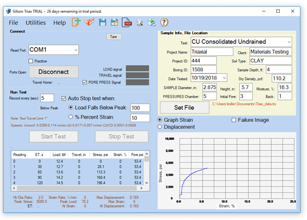 Triaxial Data Acquisition Software