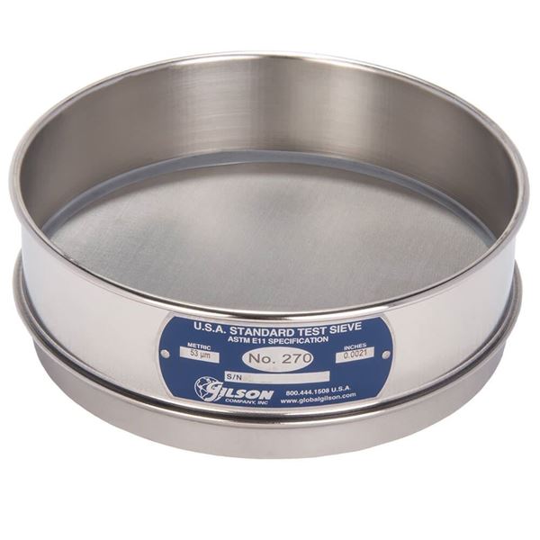 8" Sieve, All Stainless, Full Height, No. 270 with Backing Cloth