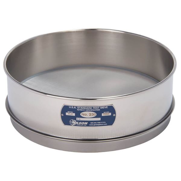 12" Sieve, All Stainless, Full Height, No. 230 with Backing Cloth