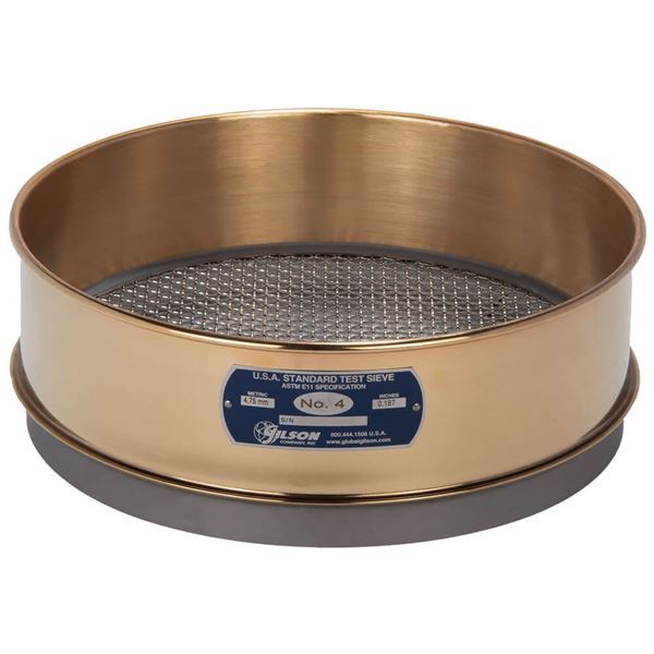 18in Sieve, Brass/Stainless, Full-Height, 4in