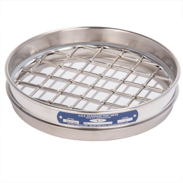 8" Sieve, All Stainless, Half Height, 1"