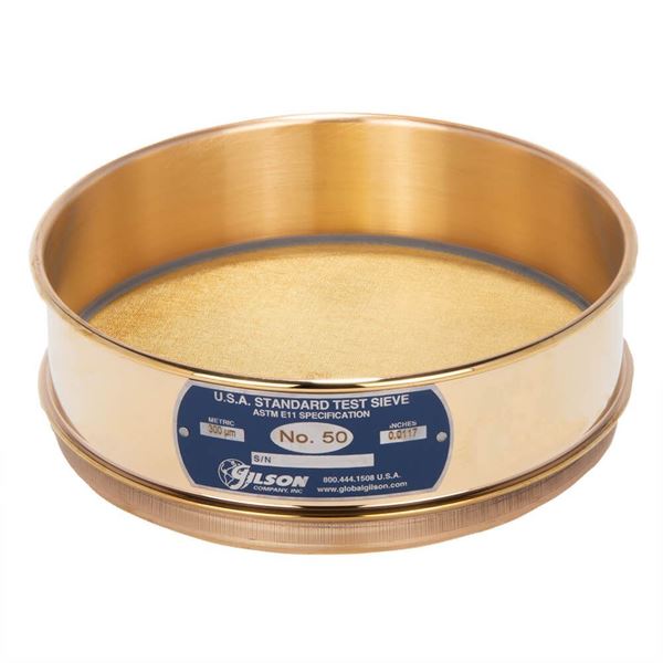 8" Sieve, All Brass, Full Height, No. 50