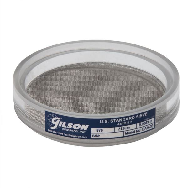 Sieves 3" Acrylic Frame Sieve, Stainless Mesh, No. 70 - Gilson Co.