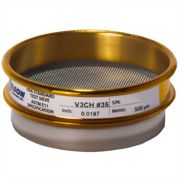 3" Sieve, Brass/Stainless, Half Height, No. 35