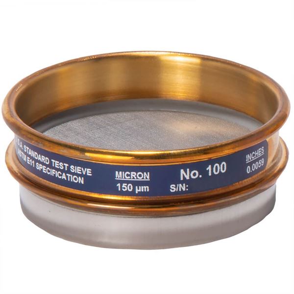 3" Sieve, Brass/Stainless, Half Height, No. 100