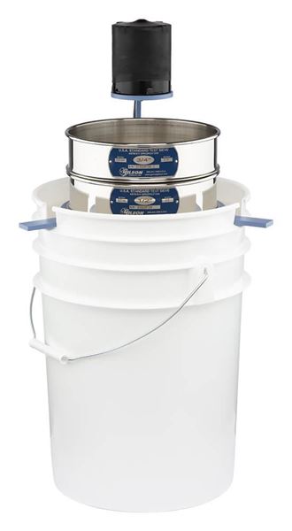 Wet/Dry 8in Sieve Vibrator with optional ASTM Stainless Steel Sieve and Notched Bucket