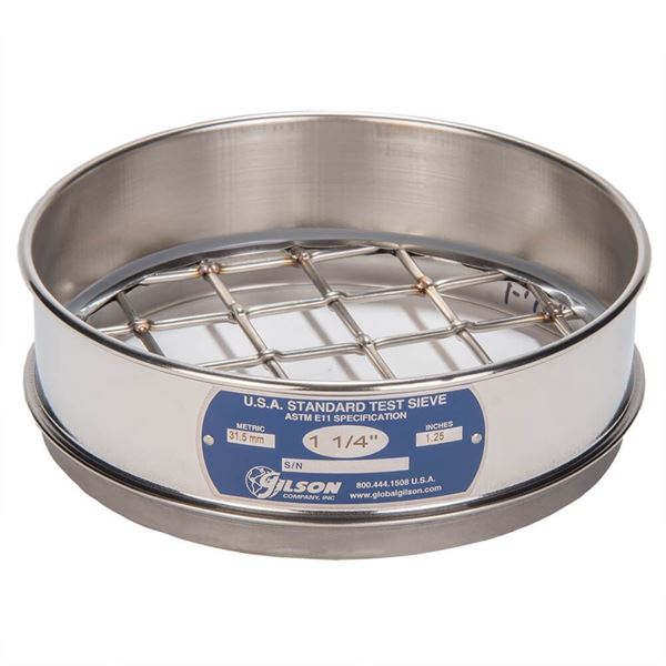 8in Sieve, All Stainless, Full-Height, 1-1/4in