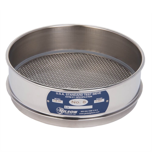 8in Sieve, All Stainless, Full-Height, 8in 