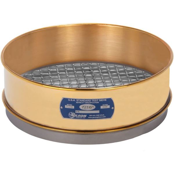 12in Sieve, Brass/Stainless, Full-Height, 7/16in