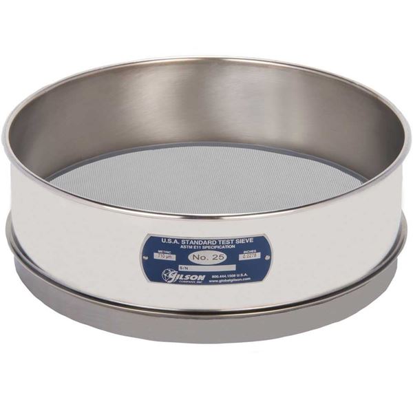 12in Sieve, All Stainless, Full-Height, No.25