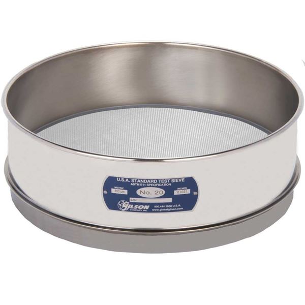 12in Sieve, All Stainless, Full-Height, No.20