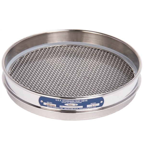 8" Sieve, All Stainless, Half-Height, No.7 shown