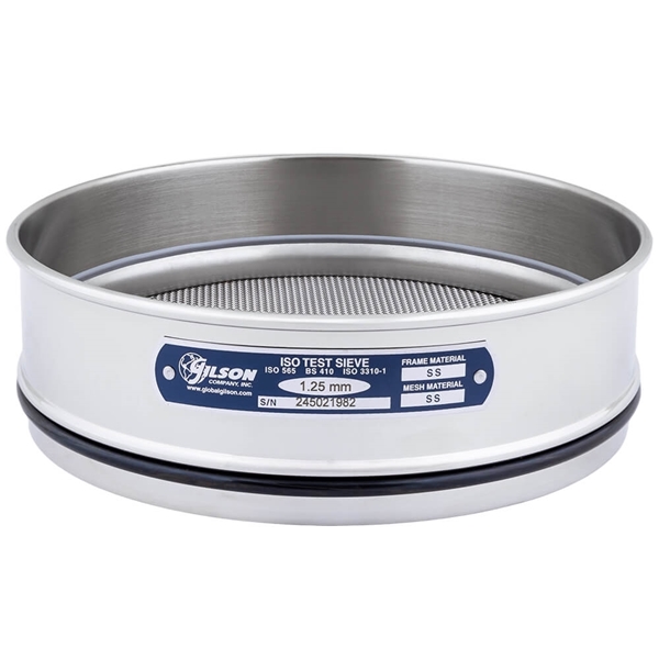 200mm Sieve, All Stainless, Full Height, 1.25mm