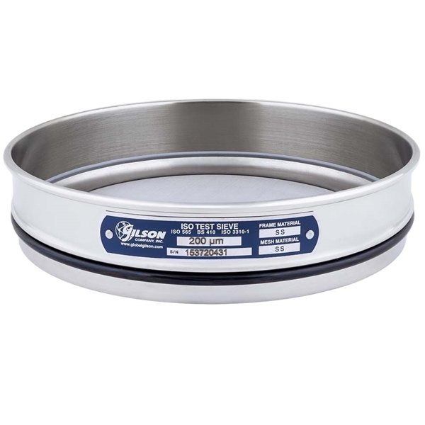 	200mm Sieve, All Stainless, Half Height, 200µm